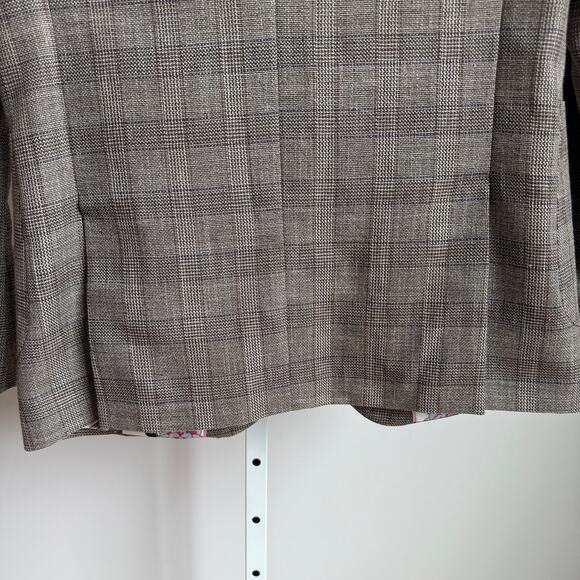 Paisley & Gray sz 36R Taupe wool Plaid Blazer Floral Lining‎ Modern Fit - Picture 10 of 10